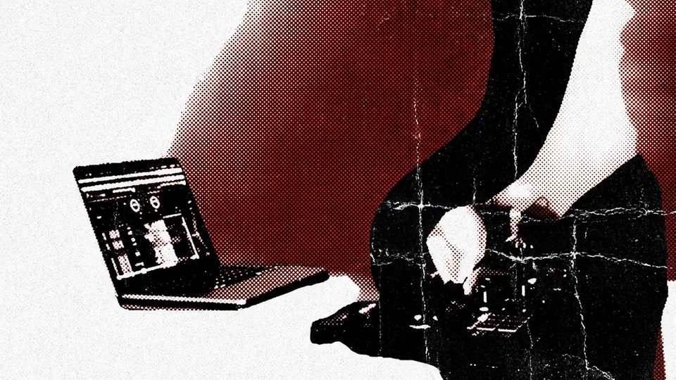 Hands on a DJ controller beside a laptop, halfadedd “party girl”